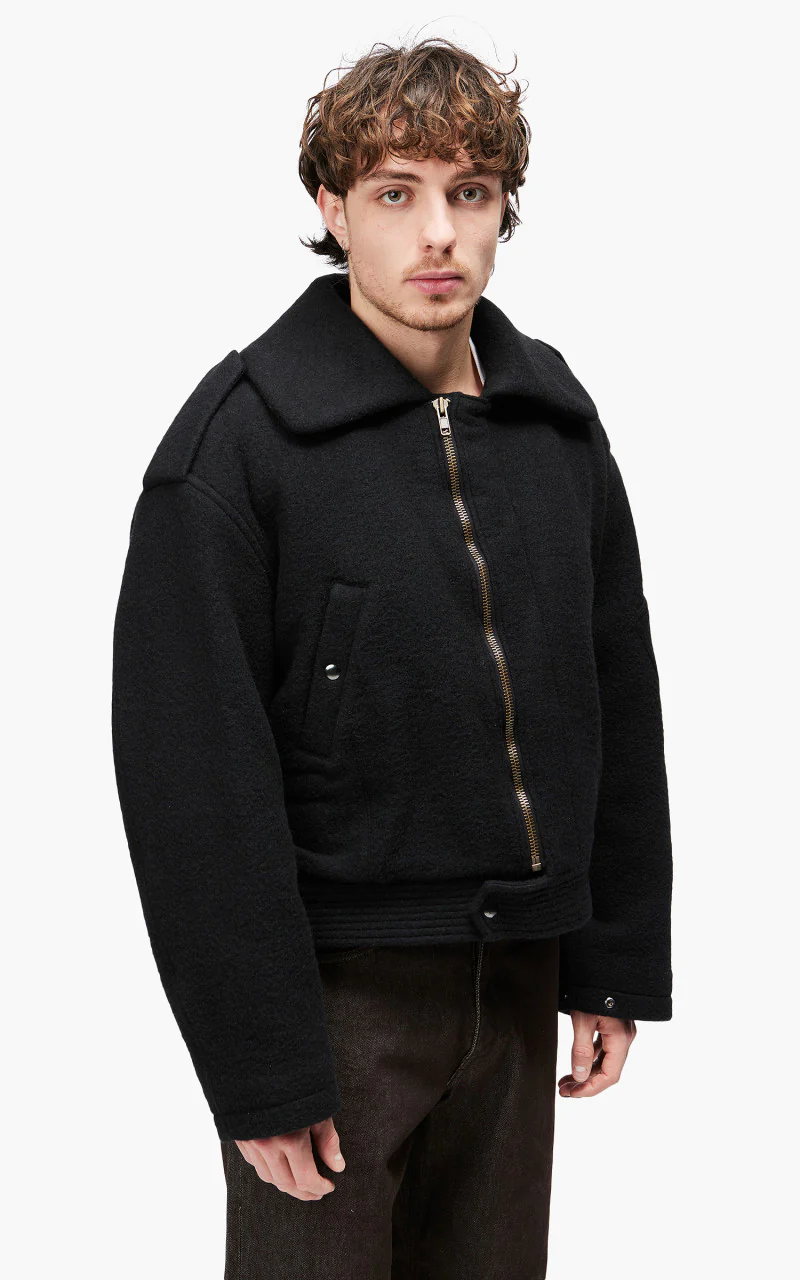 Auralee Brushed Baby Camel Melton Blouson Black - Image 4