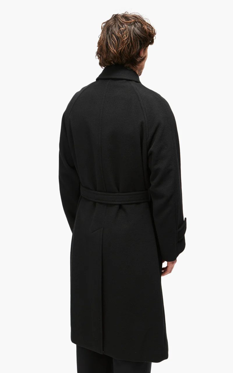 Auralee Cashmere Wool Mosser Soutien Collar Coat Black - Image 5