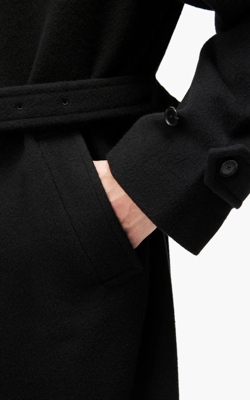 Auralee Cashmere Wool Mosser Soutien Collar Coat Black - Image 7