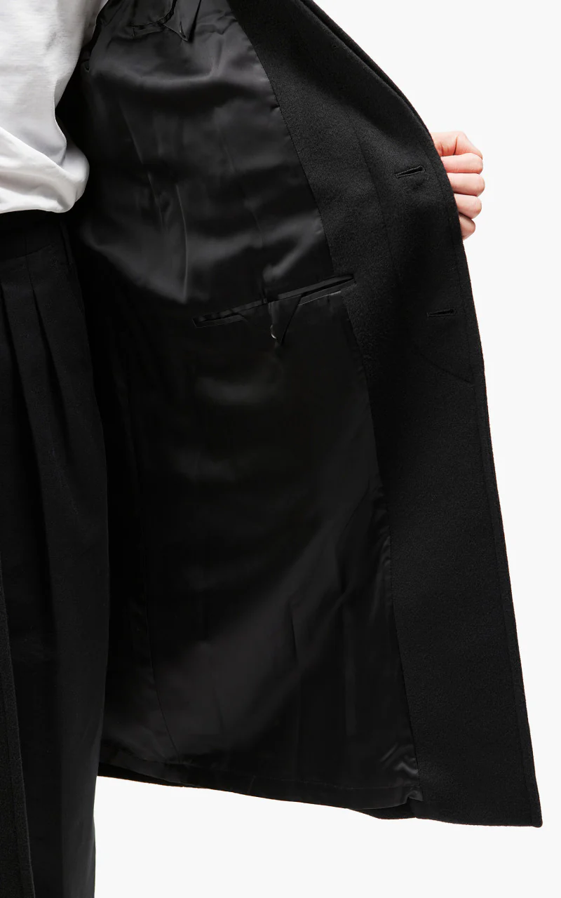 Auralee Cashmere Wool Mosser Soutien Collar Coat Black - Image 9