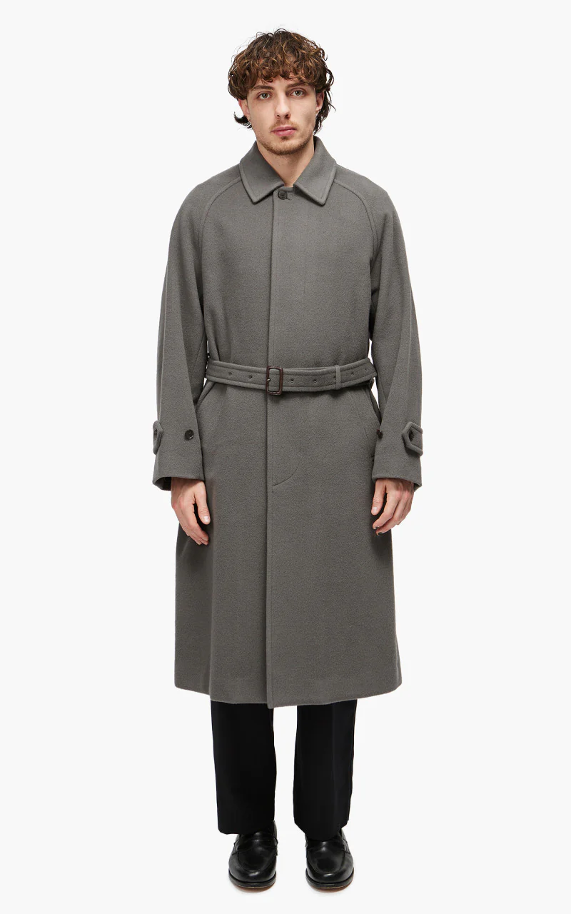 Auralee Cashmere Wool Mosser Soutien Collar Coat Grey - Image 2