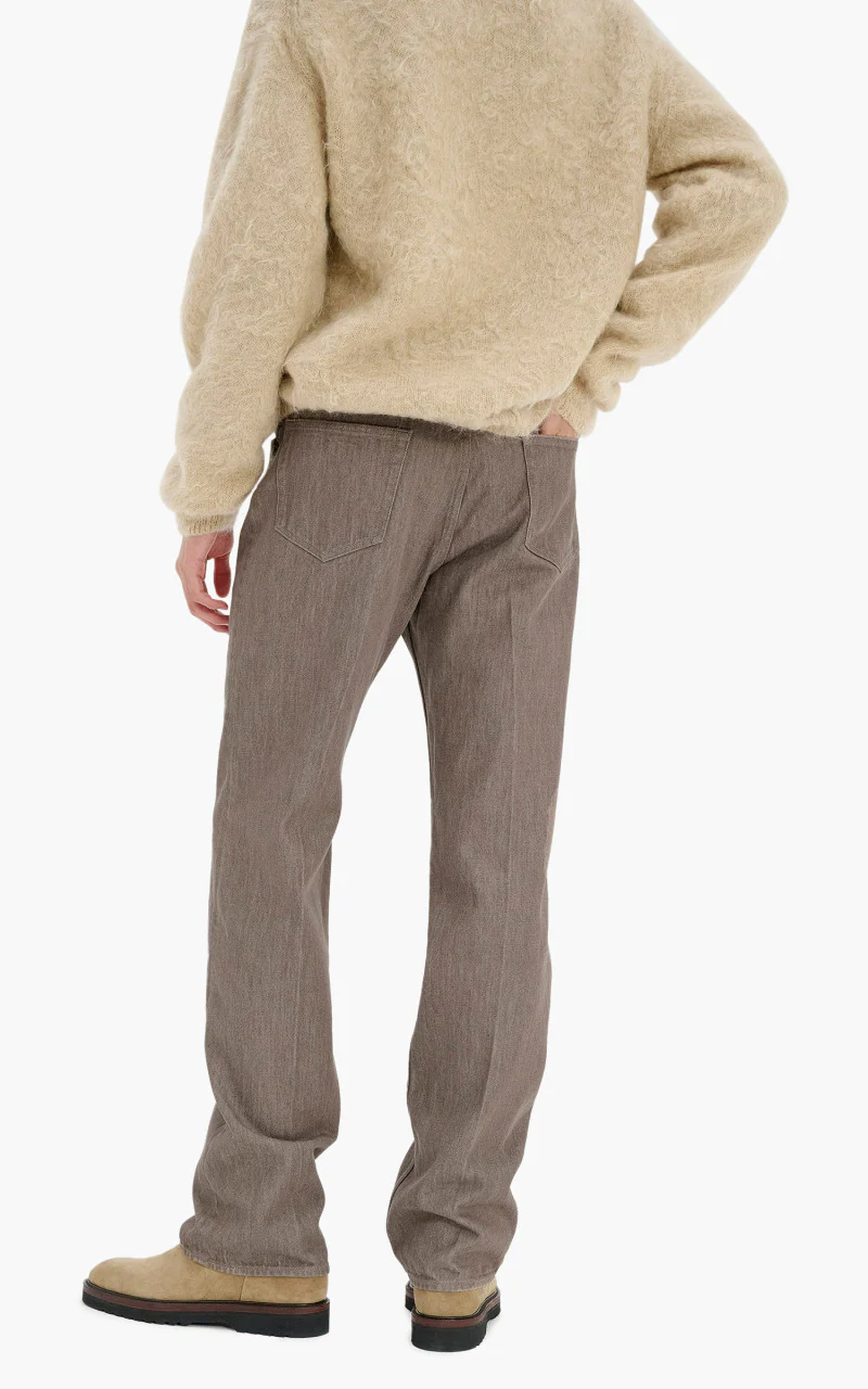 Auralee Hard Twist Denim 5P Pants Faded Mocha Brown - Image 3