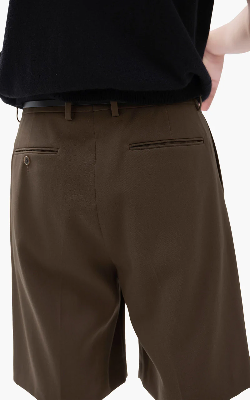 Auralee Light Wool Max Gabardine Shorts Dark Brown - Image 4