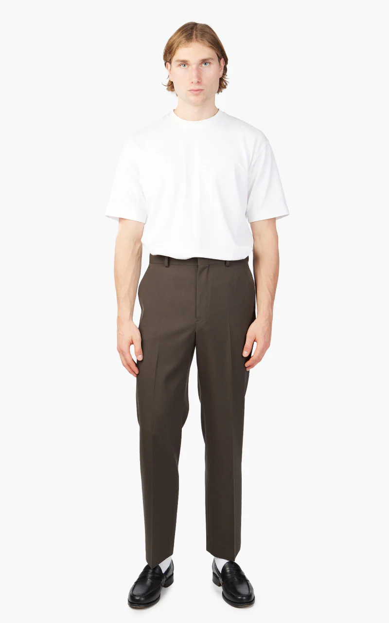 Auralee Light Wool Max Gabardine Slacks Dark Brown - Image 2