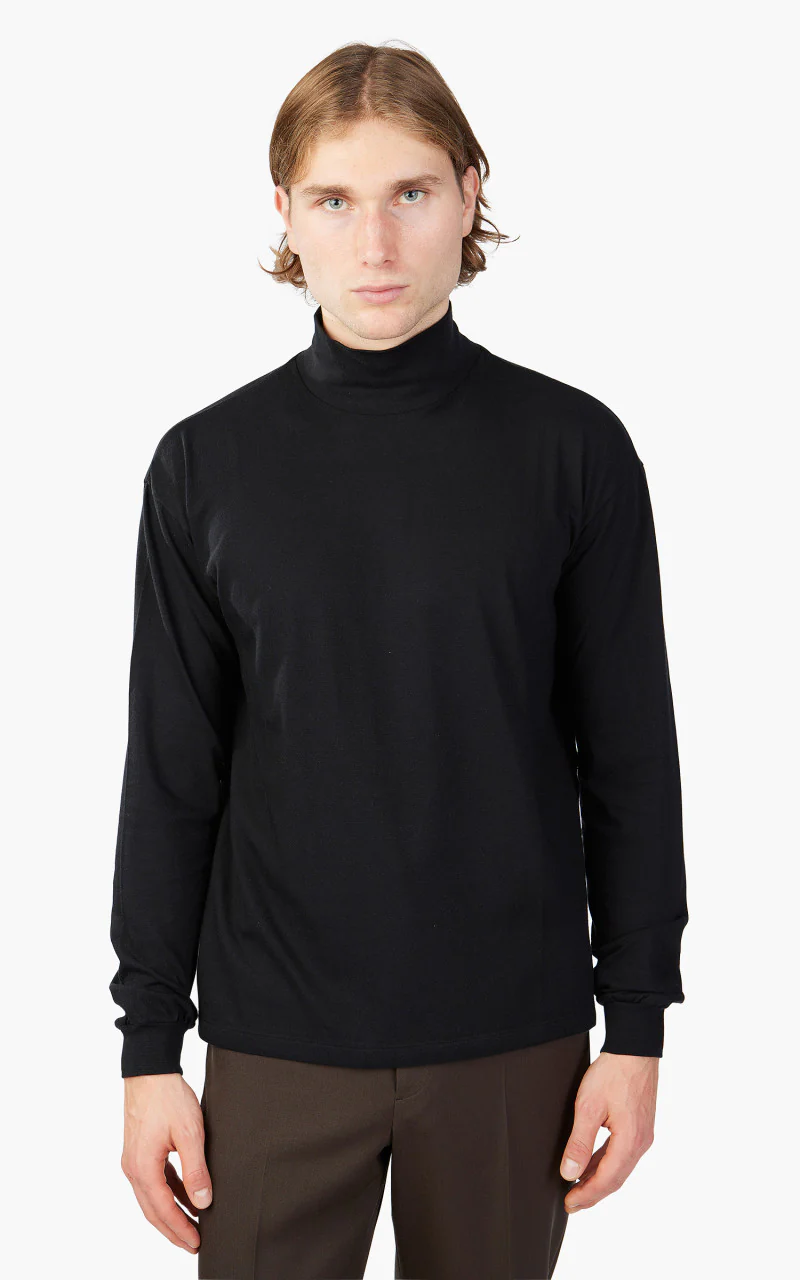Auralee Seamless Hi Neck L/S Tee Black - Image 3