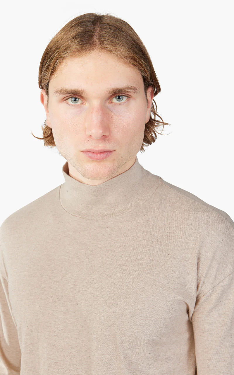 Auralee Seamless Hi Neck L/S Tee Top Brown - Image 4