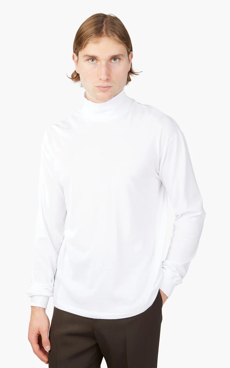 Auralee Seamless Hi Neck L/S Tee White - Image 3