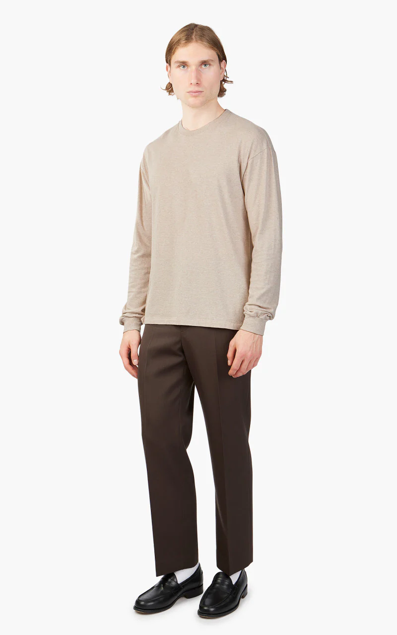Auralee Seamless L/S Tee Top Brown - Image 2