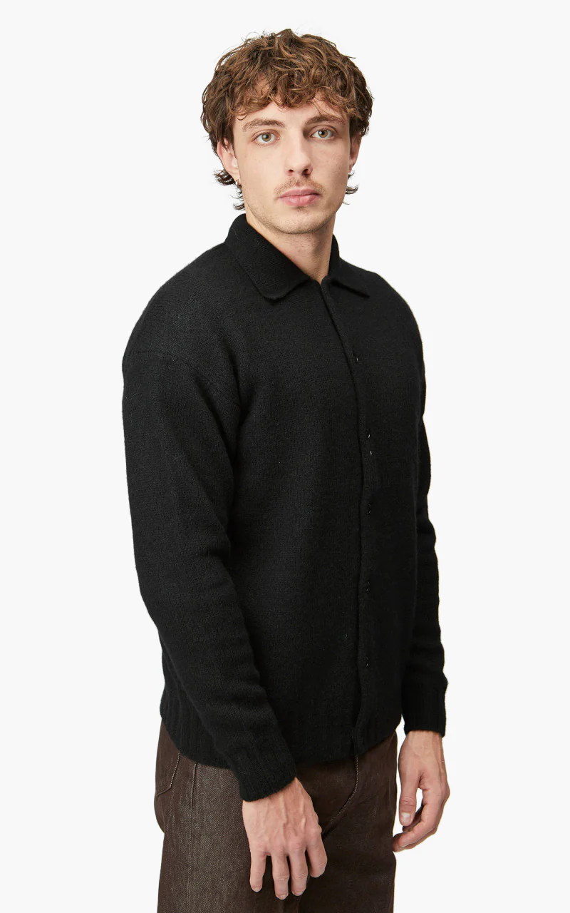 Auralee Shetland Wool Cashmere Knit Cardigan Black - Image 4
