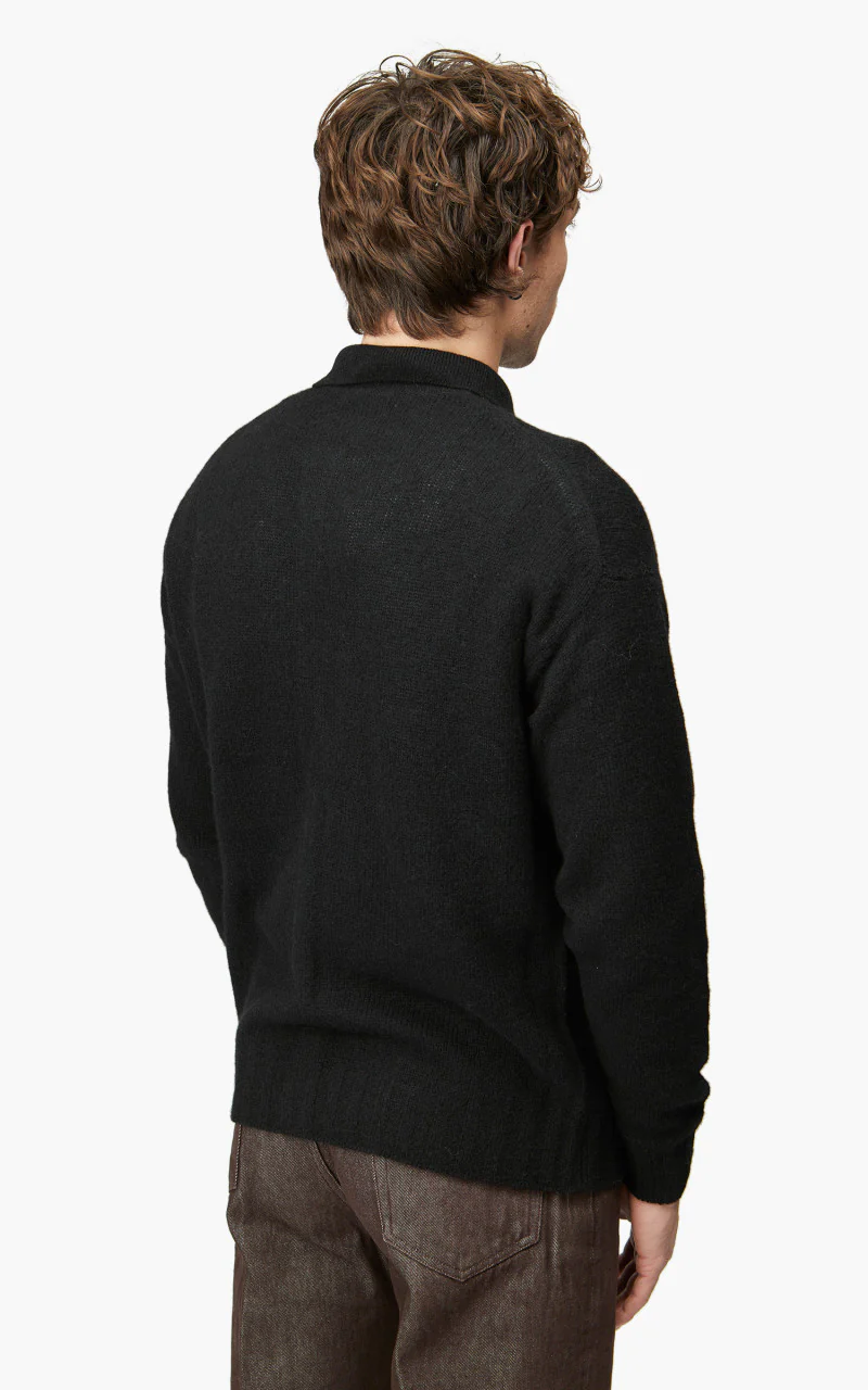 Auralee Shetland Wool Cashmere Knit Cardigan Black - Image 5