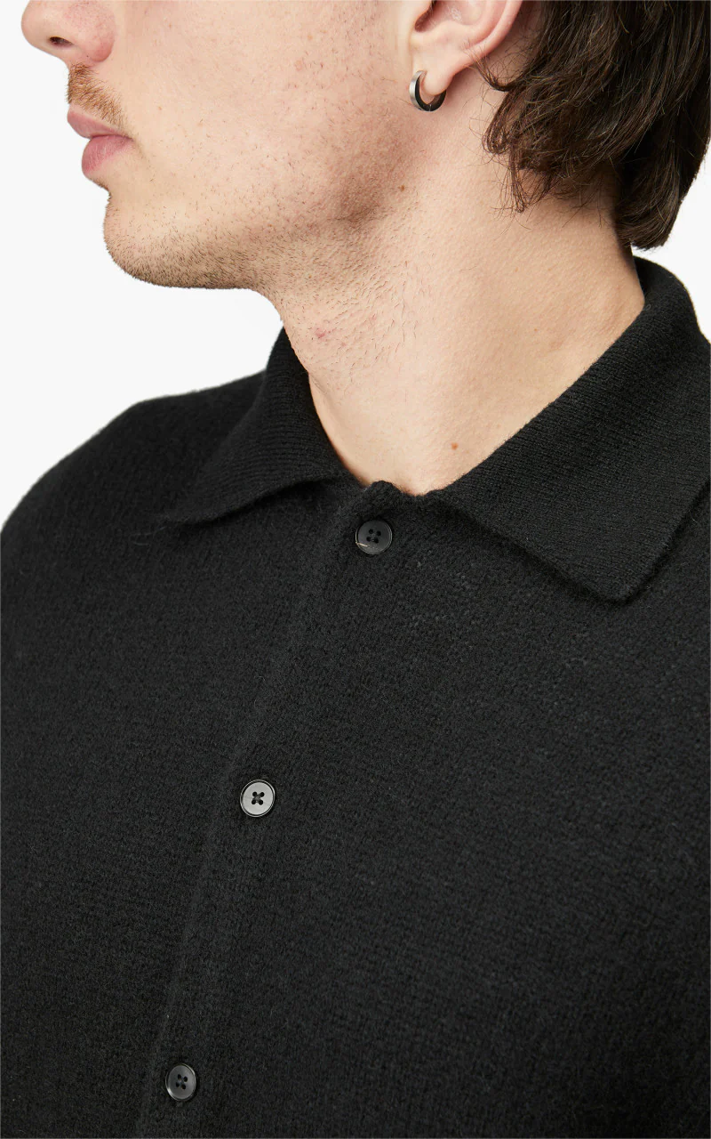Auralee Shetland Wool Cashmere Knit Cardigan Black - Image 6
