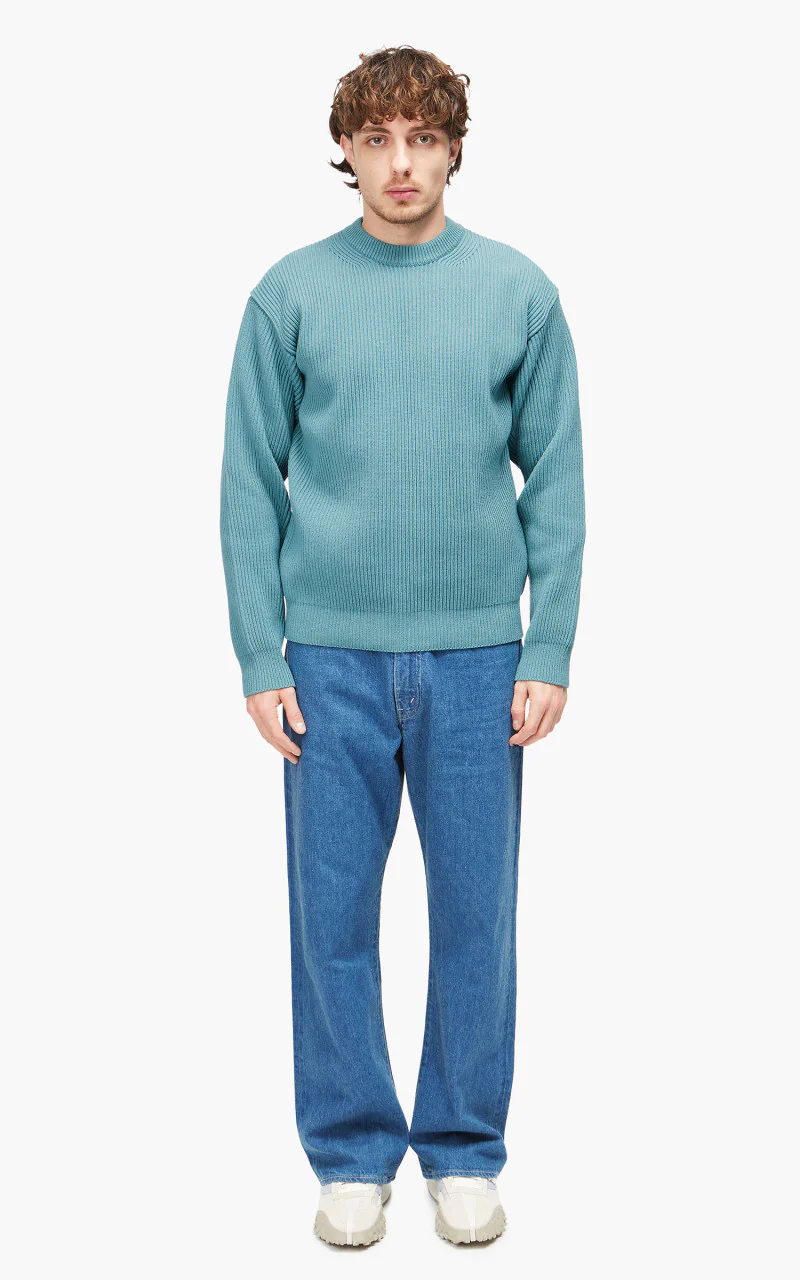 Auralee Super Fine Wool Rib Knit Big P/O Blue - Image 2