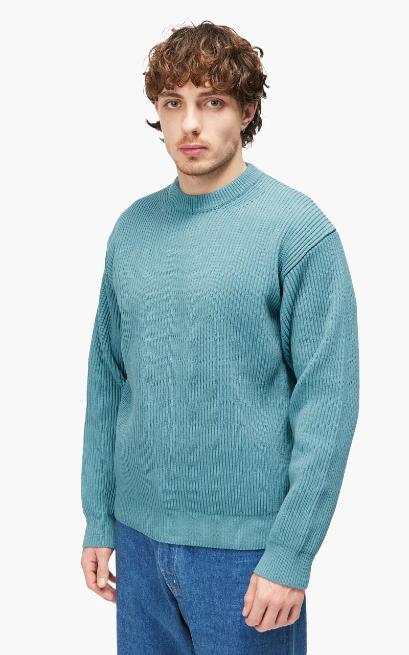 Auralee Super Fine Wool Rib Knit Big P/O Blue - Image 3