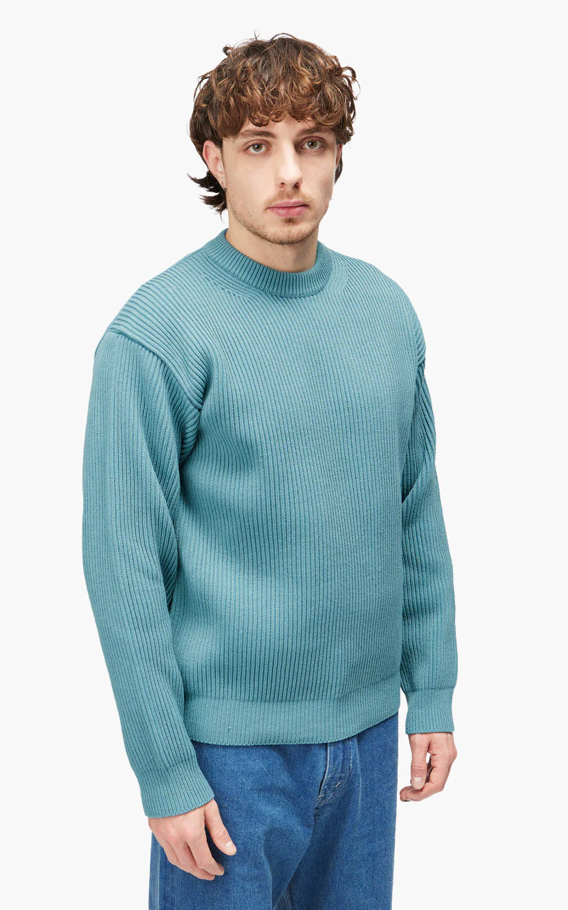 Auralee Super Fine Wool Rib Knit Big P/O Blue - Image 4