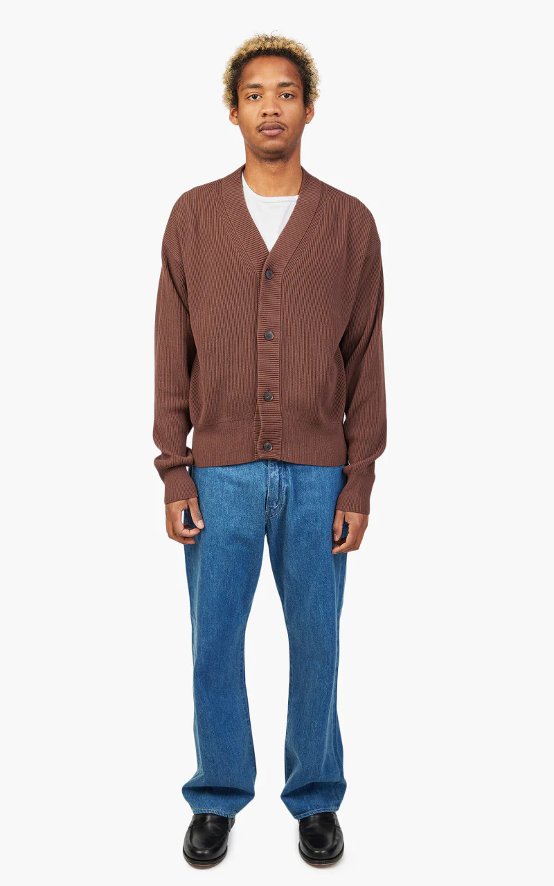 Auralee Super Hard Twist Rib Knit Cardigan Brown - Image 2