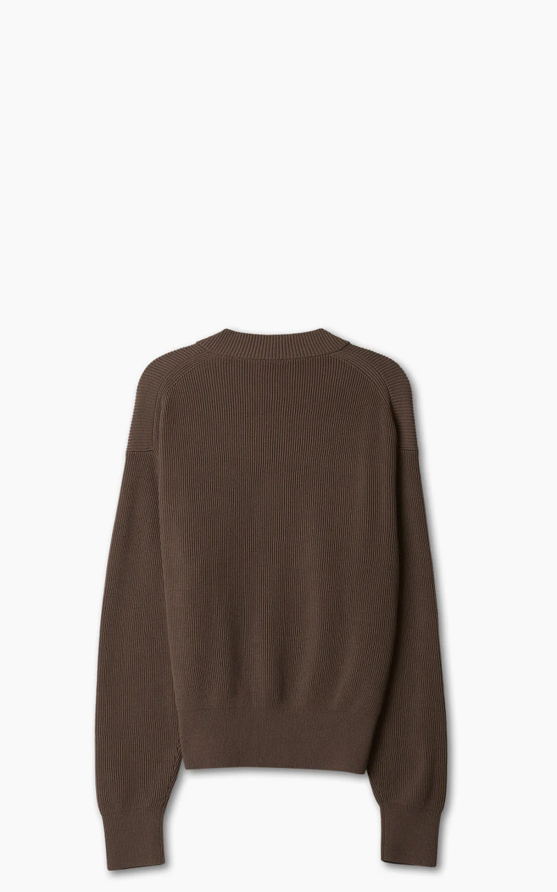Auralee Super Hard Twist Rib Knit Cardigan Brown - Image 3