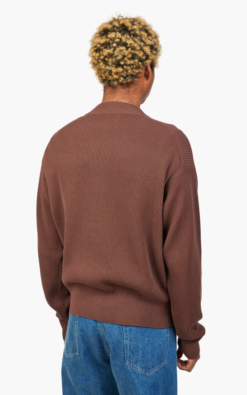 Auralee Super Hard Twist Rib Knit Cardigan Brown - Image 6