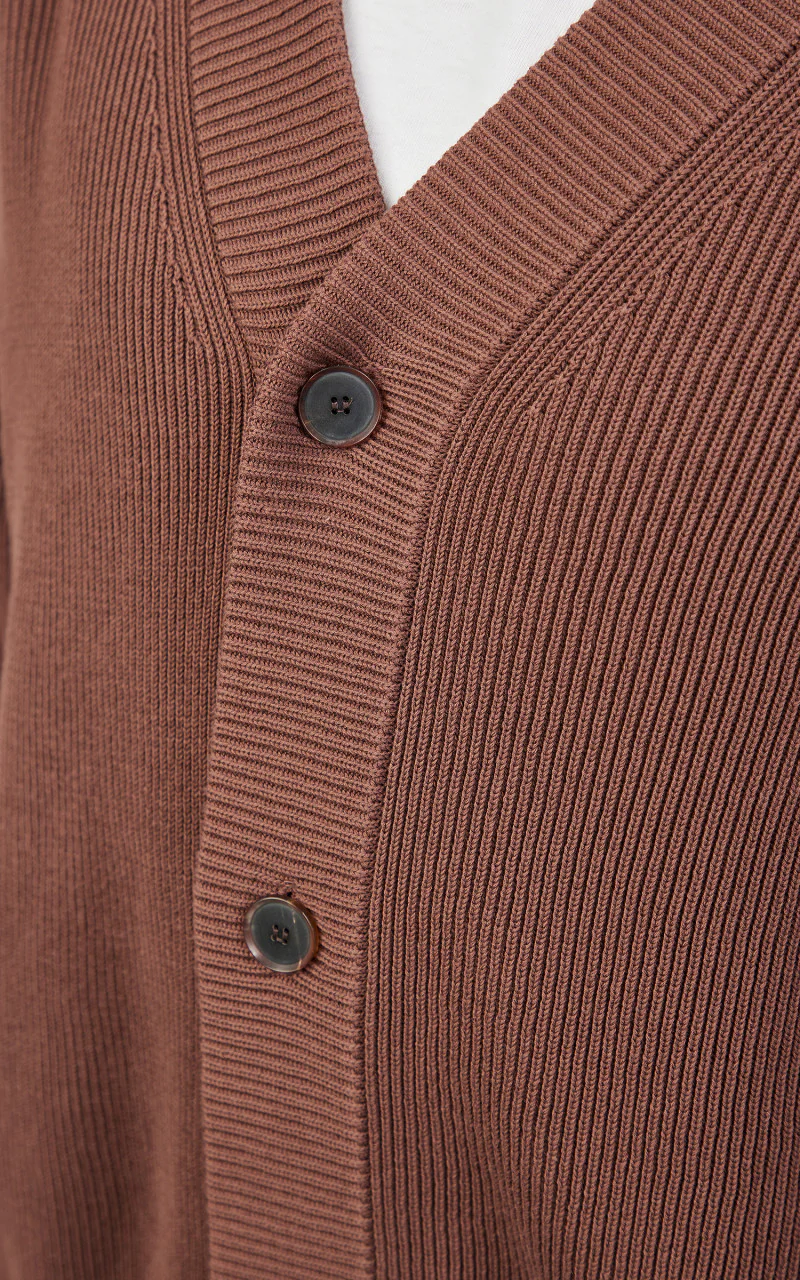 Auralee Super Hard Twist Rib Knit Cardigan Brown - Image 7