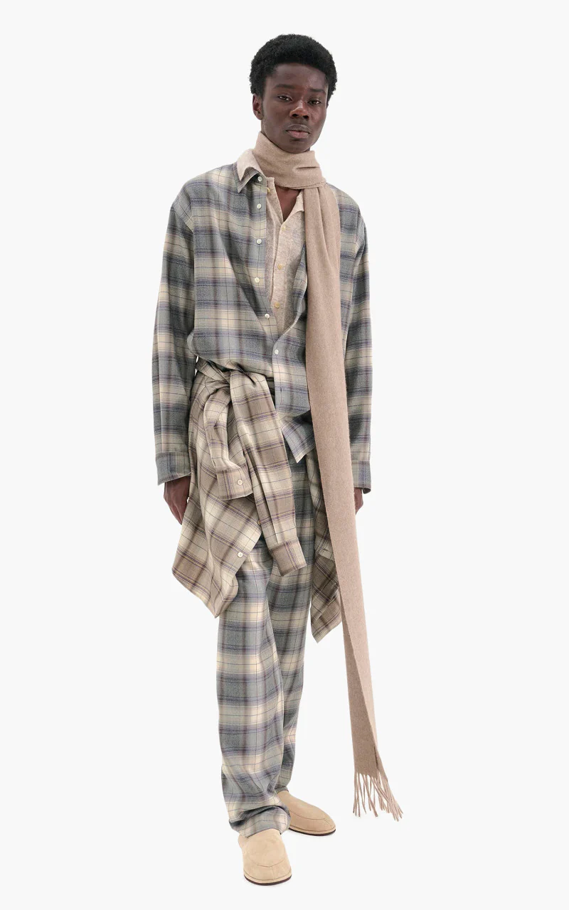 Auralee Super Light Wool Check Shirt Gray Check - Image 2