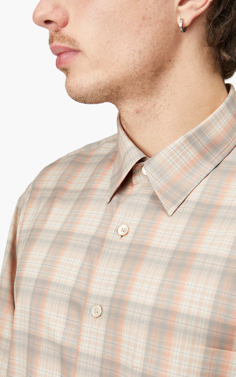 Auralee Super Light Wool Check Shirt Light Beige Check - Image 8