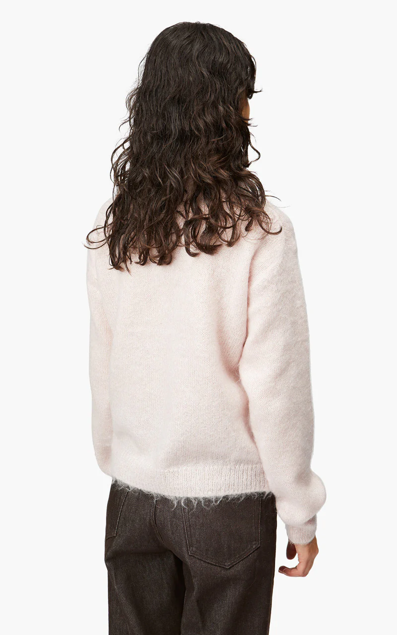 Auralee W Brushed Super Kid Mohair Knit Polo Light Pink - Image 6