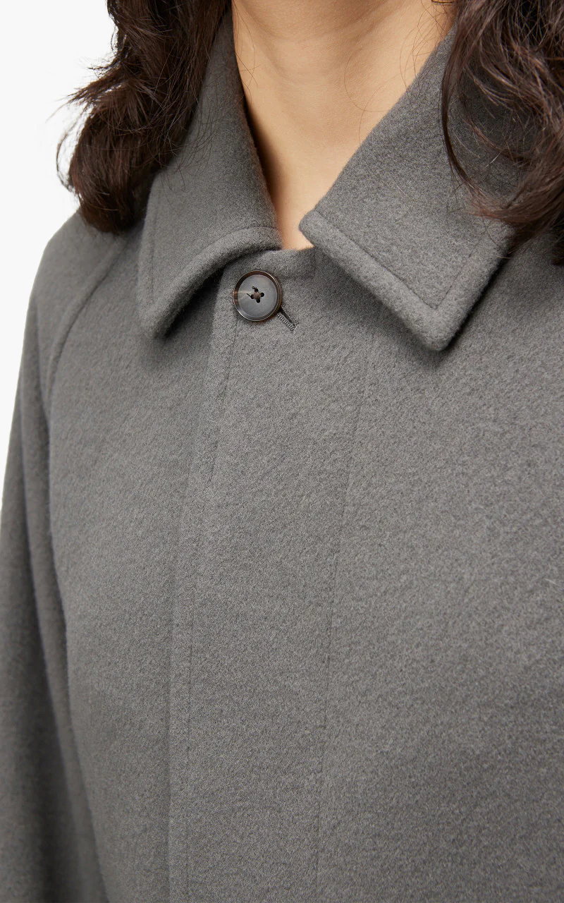 Auralee W Cashmere Wool Mosser Soutien Collar Coat Grey - Image 6