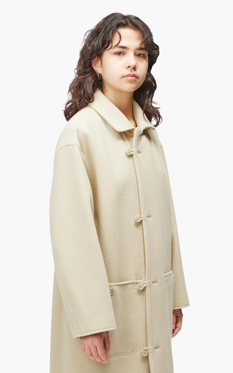 Auralee W Double Cloth Super Fine Melton Coat Light Beige - Image 3