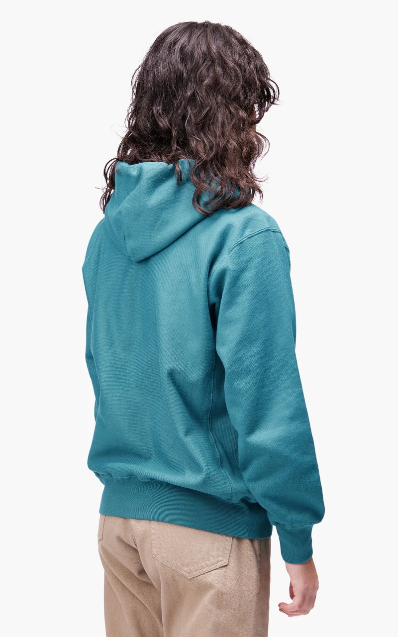 Auralee W High Count Heavy Sweat P/O Parka Teal Green - Image 4