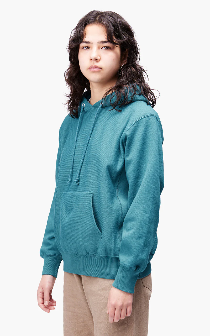 Auralee W High Count Heavy Sweat P/O Parka Teal Green - Image 5