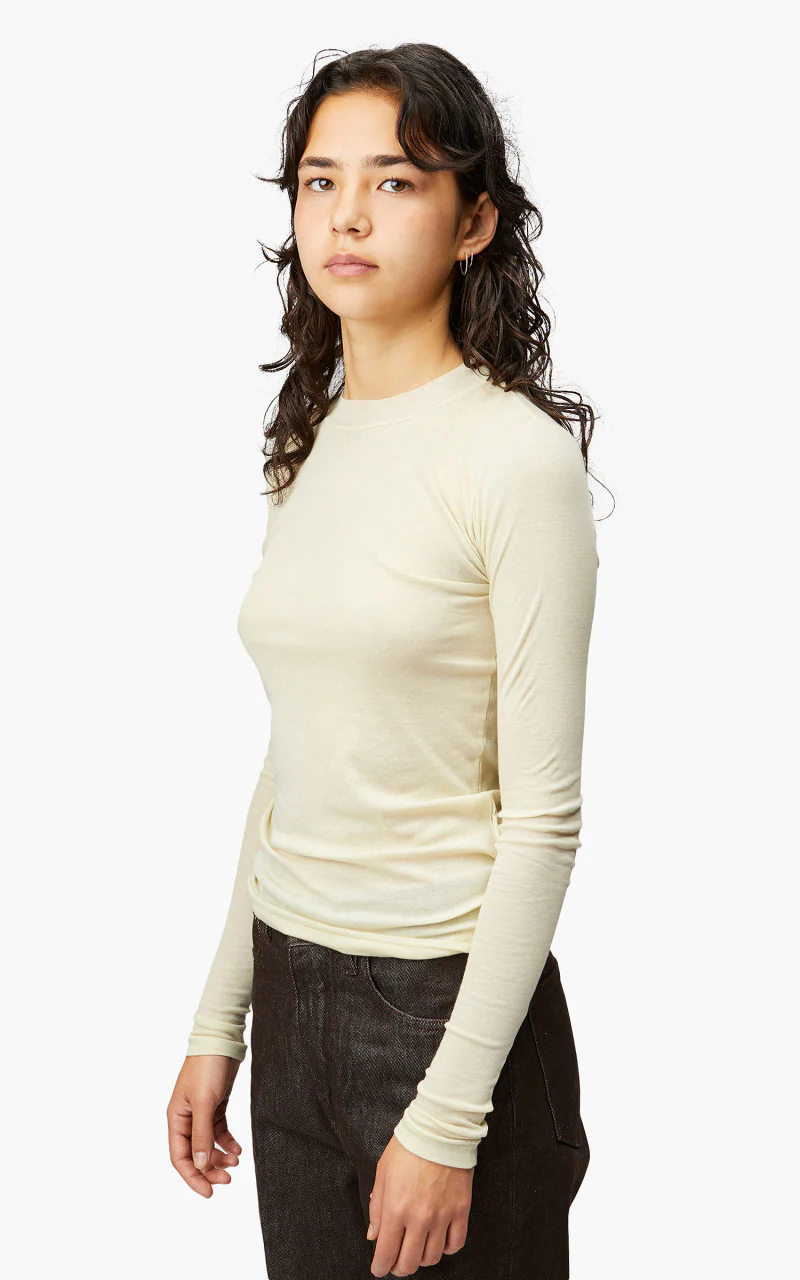 Auralee W High Gauge Sheer Rib L/S Tee Light Lime - Image 2