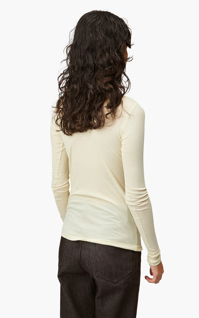 Auralee W High Gauge Sheer Rib L/S Tee Light Lime - Image 4