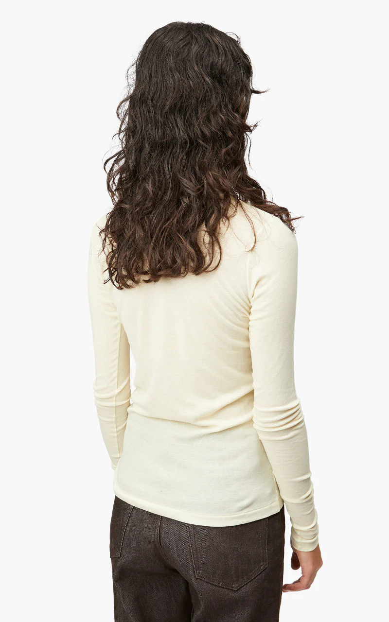 Auralee W High Gauge Sheer Rib Turtle Neck L/S Tee Light Lime - Image 4