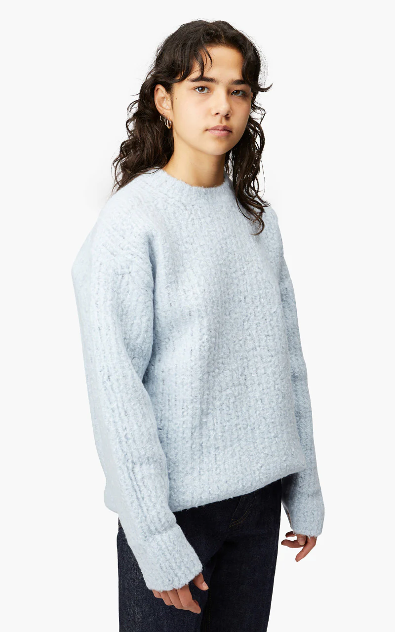 Auralee W Milled Wool Moal Knit Big P/O Light Blue - Image 5