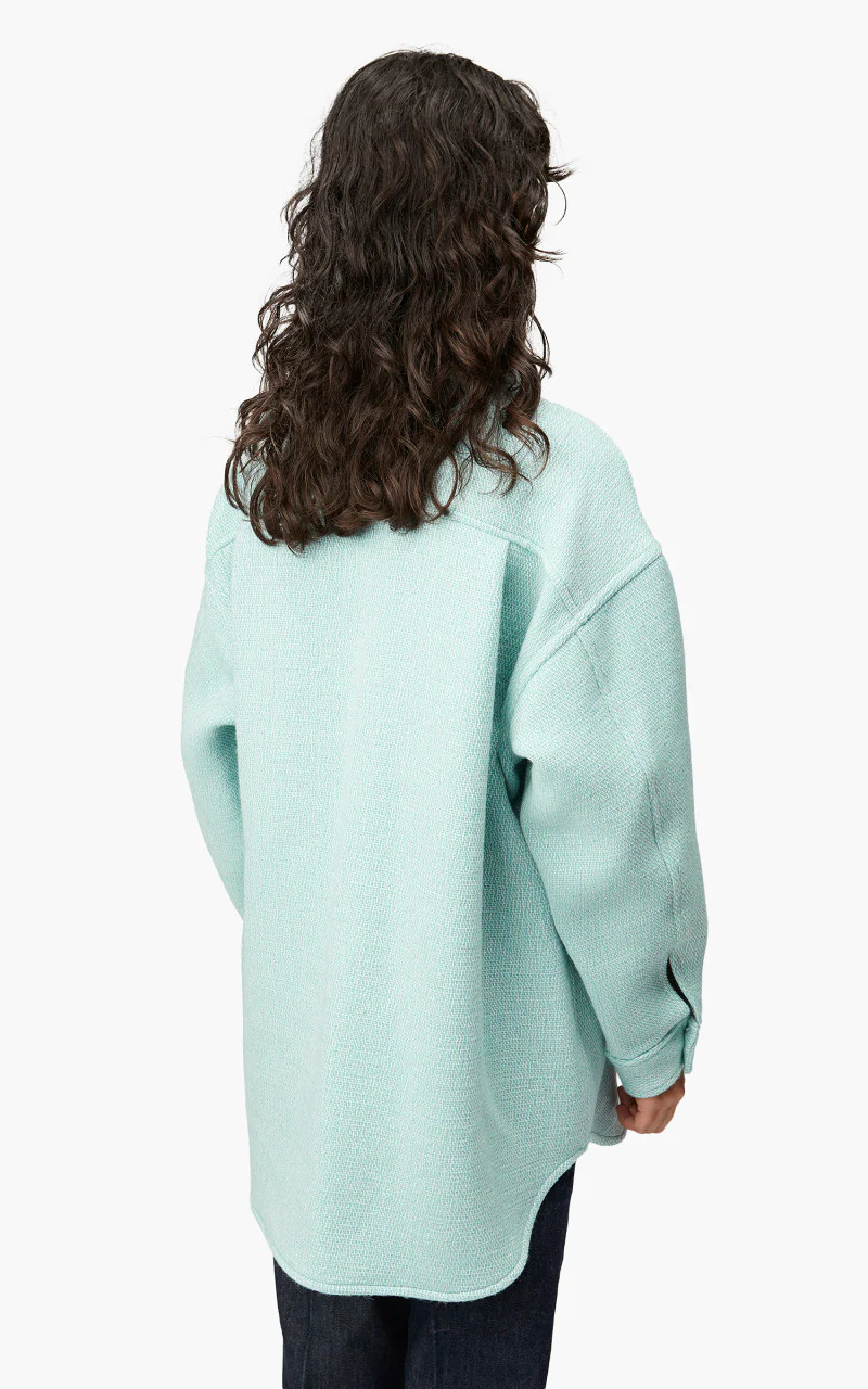 Auralee W Shetland Wool Organic Cotton Woven Cloth Shirt Blouson Light Blue - Image 5