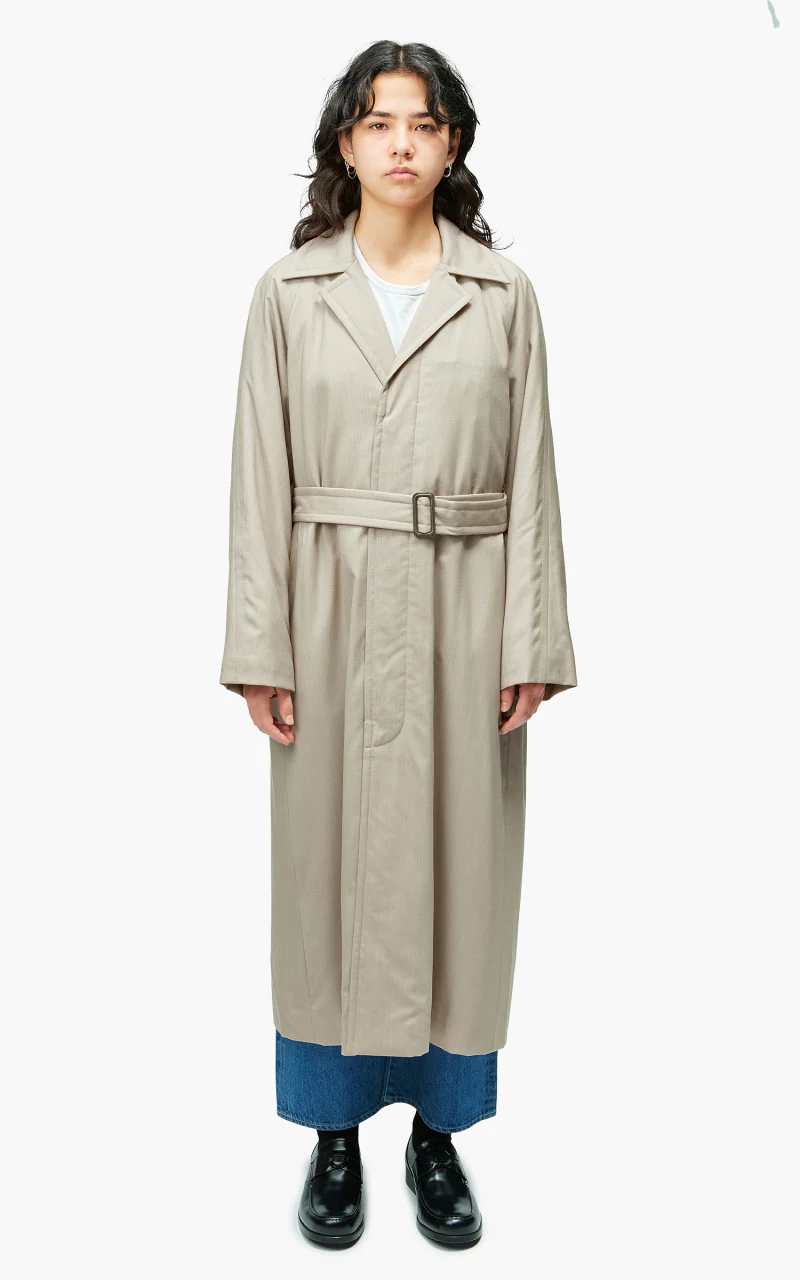 Auralee W Super Fine Tropical Wool Chesterfield Padded Coat Top Ivory Beige - Image 2