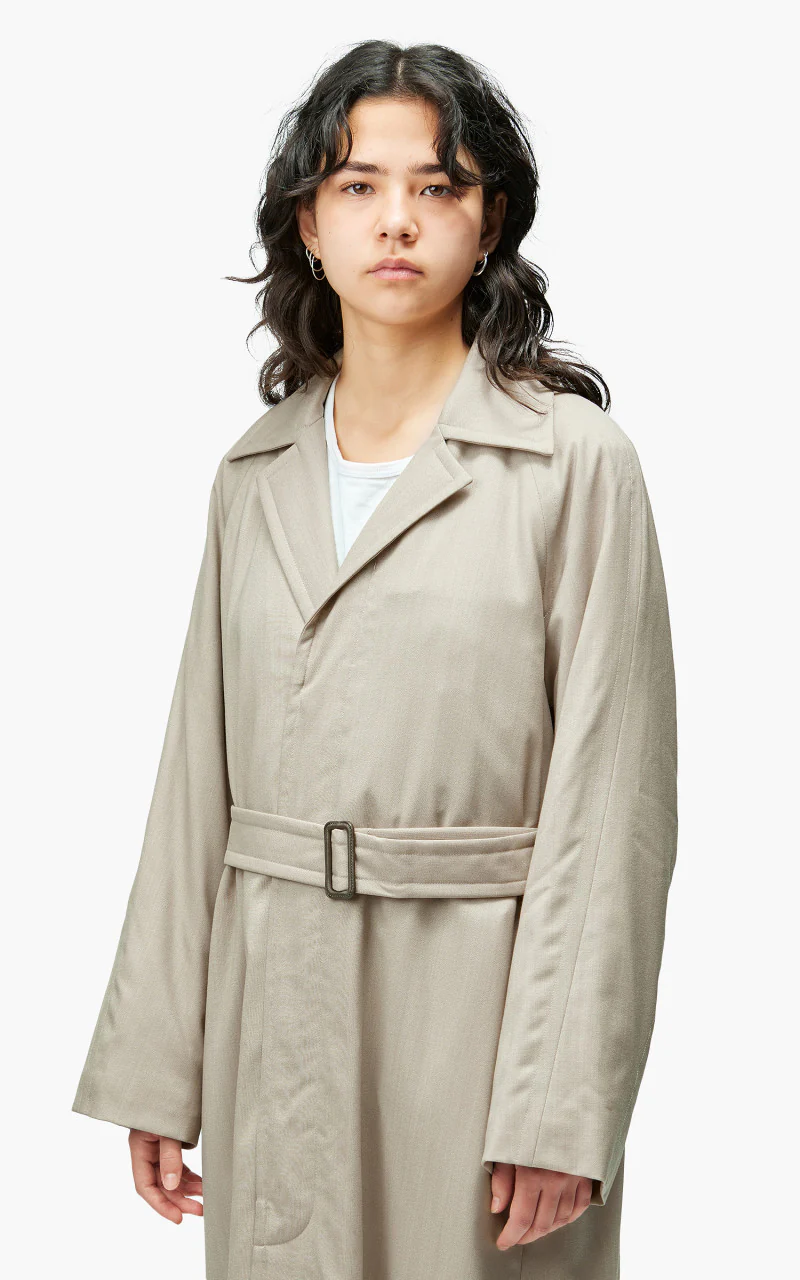 Auralee W Super Fine Tropical Wool Chesterfield Padded Coat Top Ivory Beige - Image 5