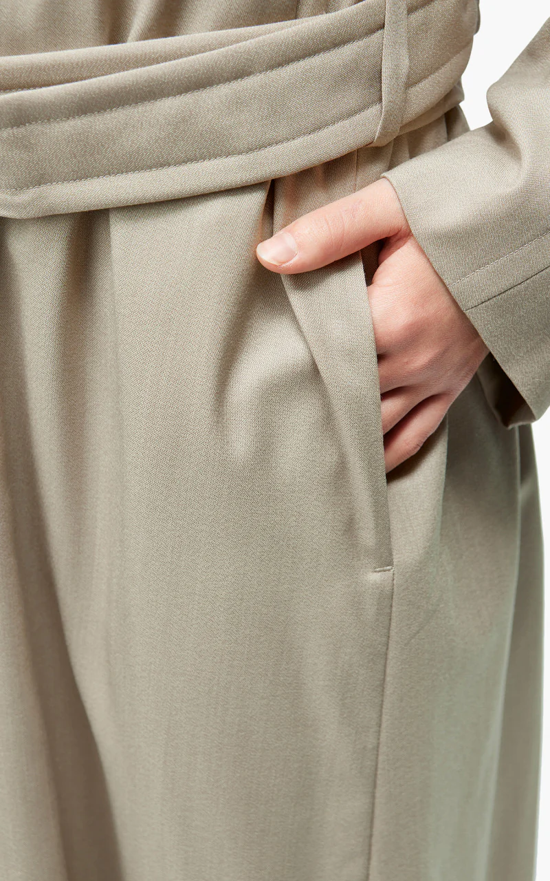 Auralee W Super Fine Tropical Wool Chesterfield Padded Coat Top Ivory Beige - Image 7