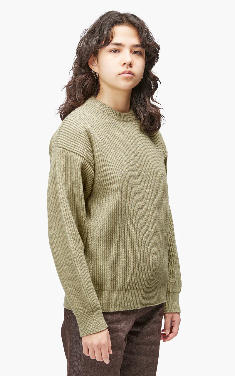 Auralee W Super Fine Wool Rib Knit Big P/O Top Yellow - Image 3