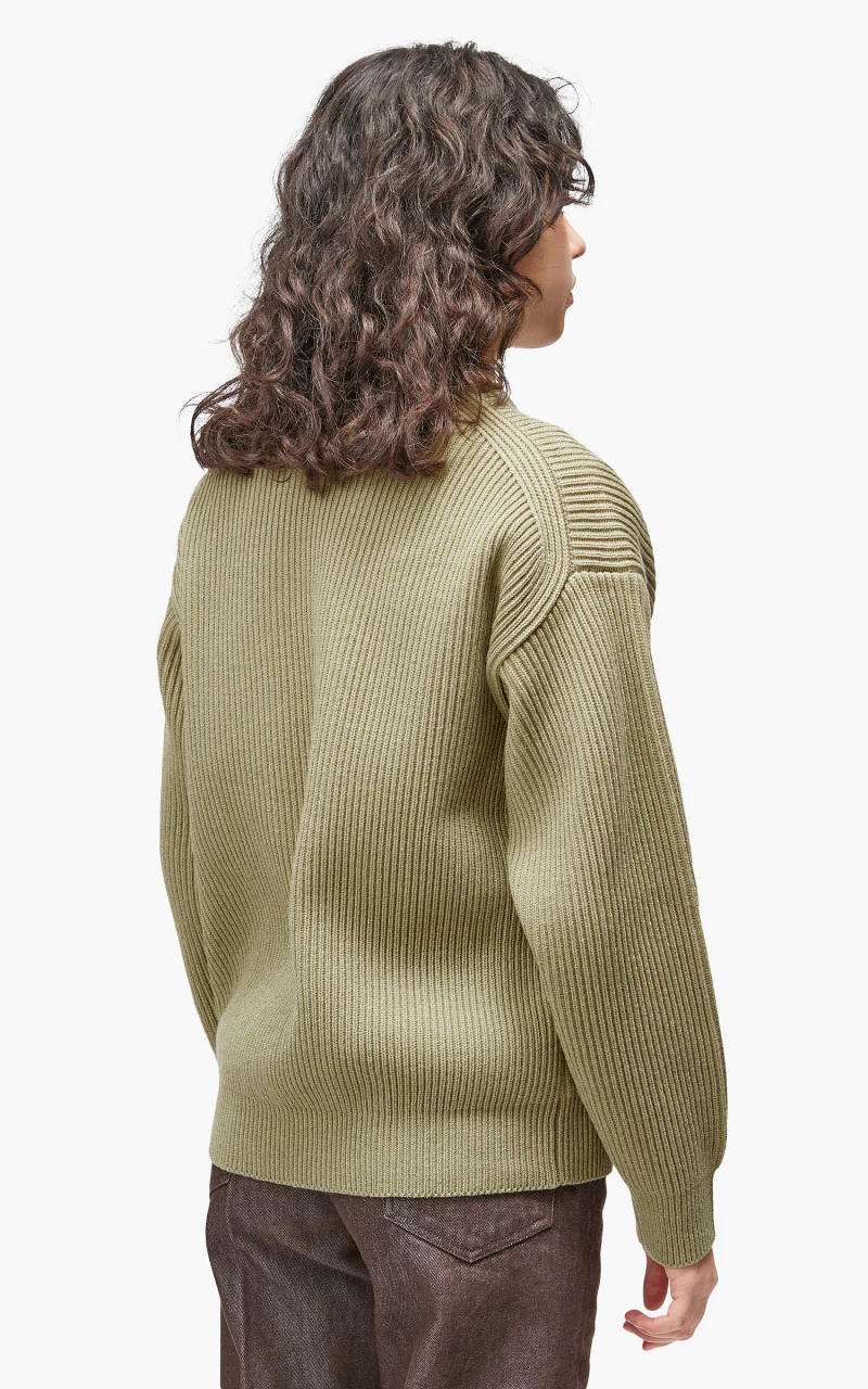 Auralee W Super Fine Wool Rib Knit Big P/O Top Yellow - Image 4