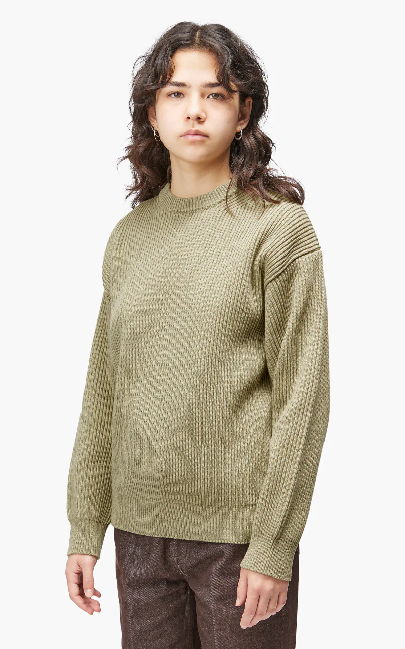 Auralee W Super Fine Wool Rib Knit Big P/O Top Yellow - Image 5