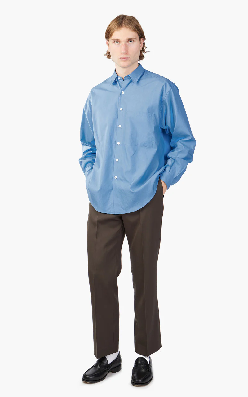 Auralee Washed Finx Twill Big Shirt Blue - Image 2