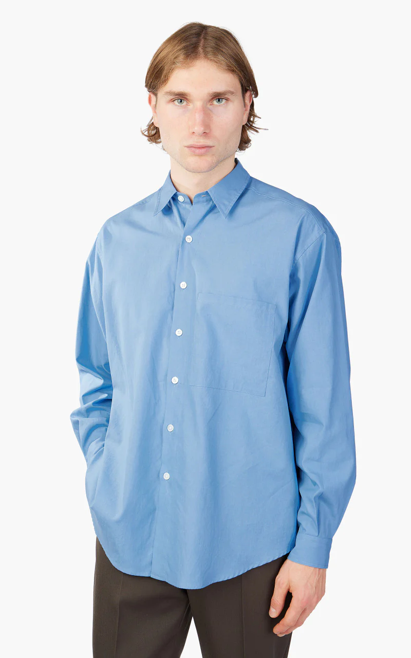 Auralee Washed Finx Twill Big Shirt Blue - Image 3