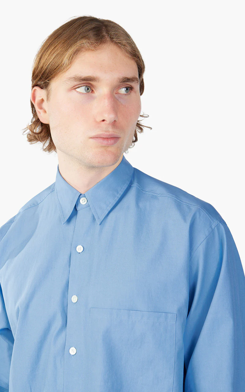 Auralee Washed Finx Twill Big Shirt Blue - Image 4