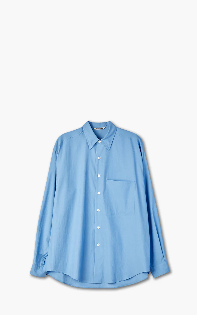 Auralee Washed Finx Twill Big Shirt Blue - Image 7