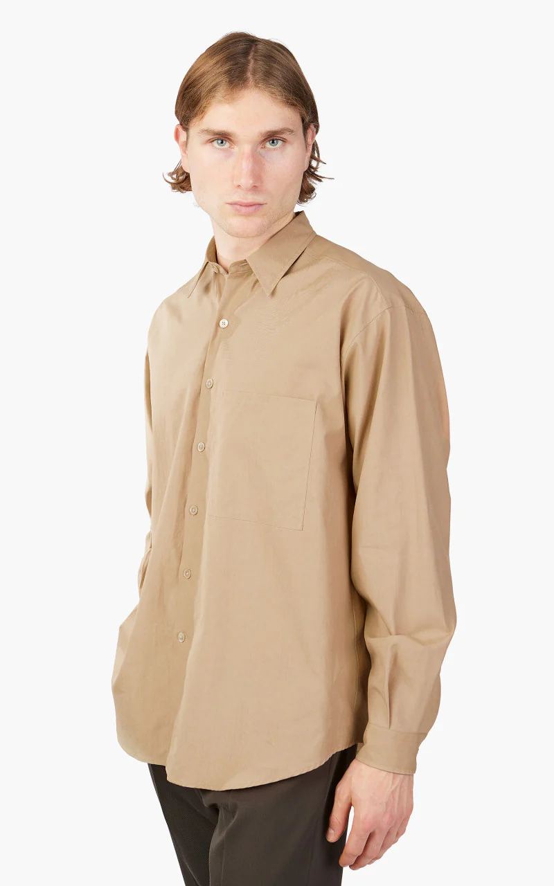 Auralee Washed Finx Twill Big Shirt Light Brown - Image 3