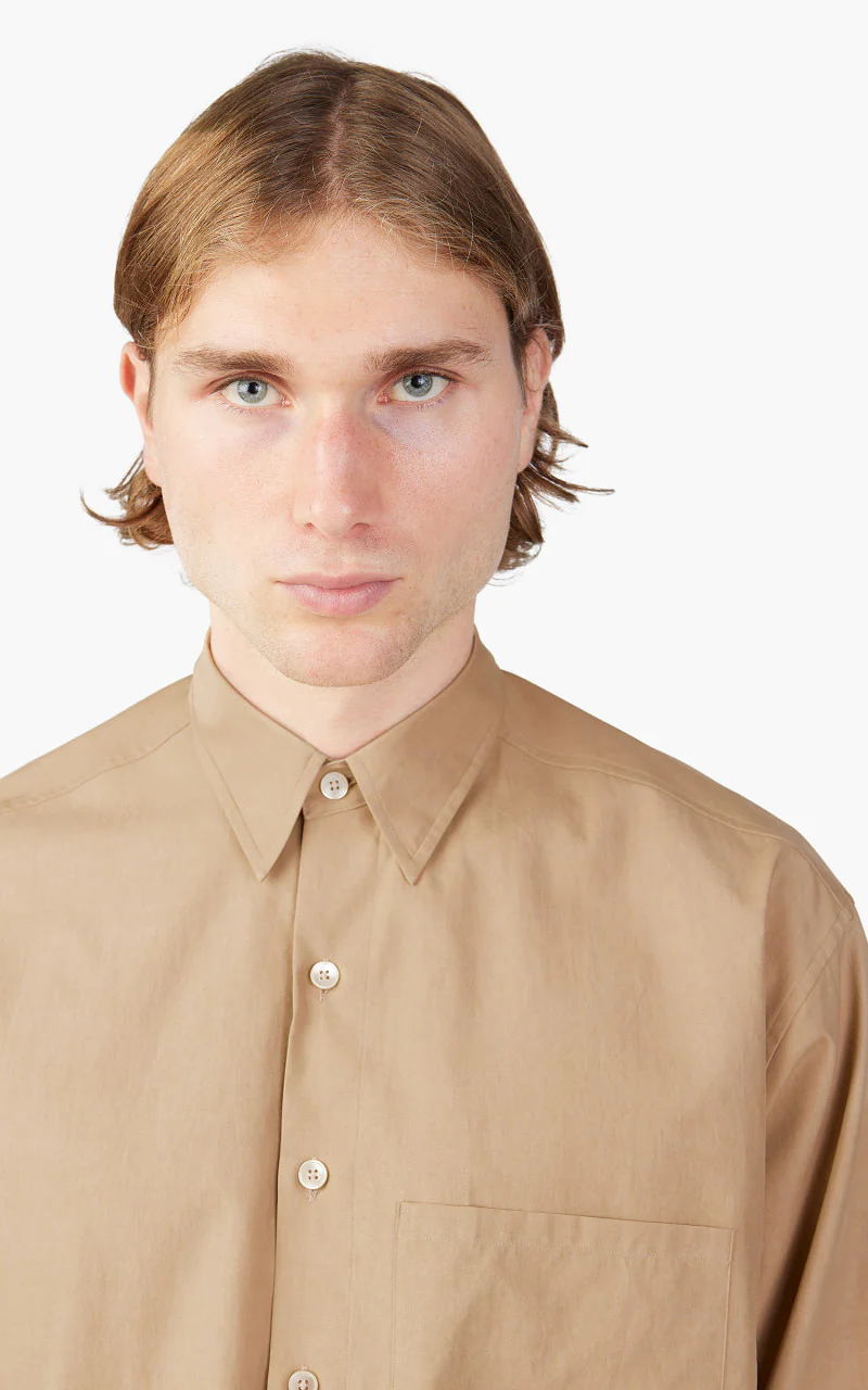 Auralee Washed Finx Twill Big Shirt Light Brown - Image 4