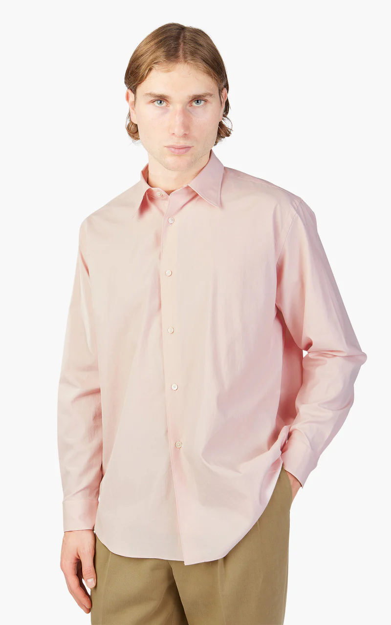 Auralee Washed Finx Twill Big Shirt Pink - Image 3