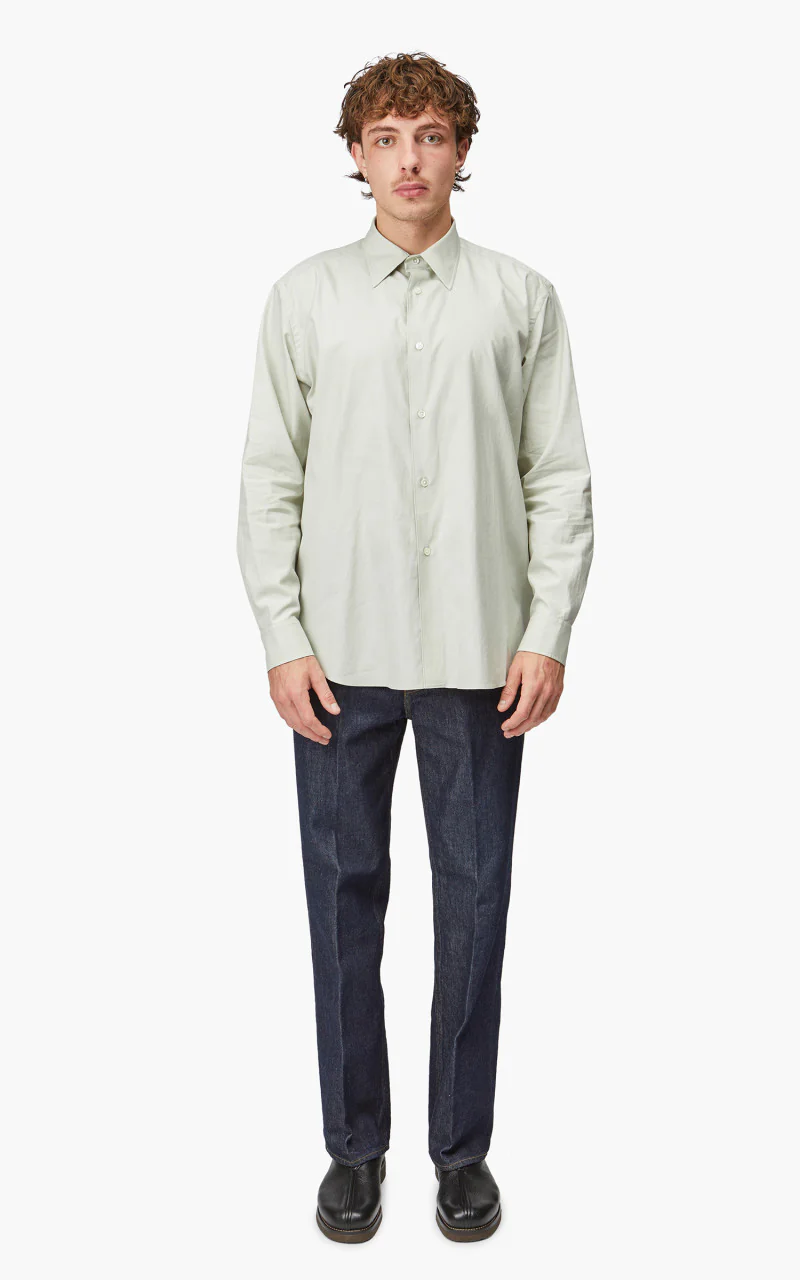 Auralee Washed Finx Twill Shirt Dusty Pale Blue - Image 2