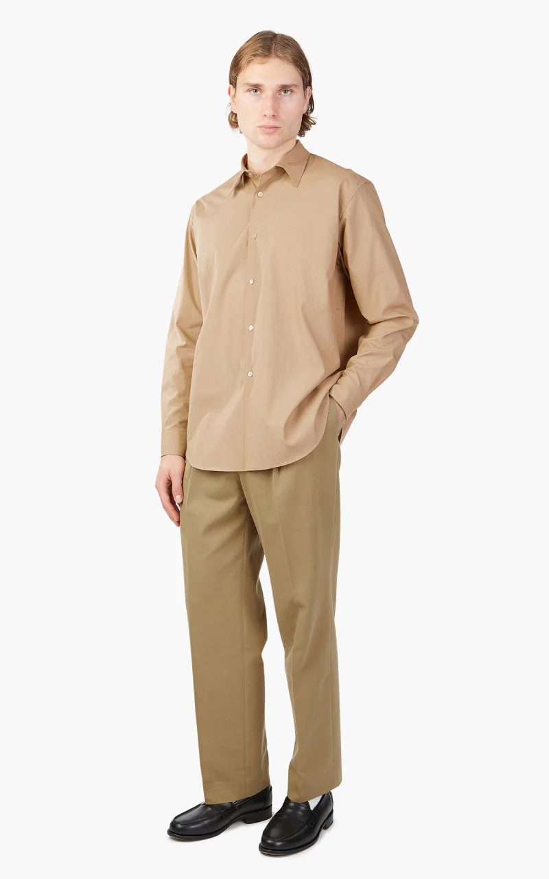 Auralee Washed Finx Twill Shirt Light Brown - Image 2