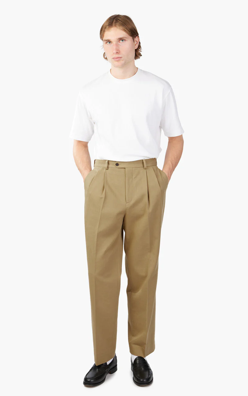 Auralee Washed Heavy Chino Slacks Light Brown - Image 2